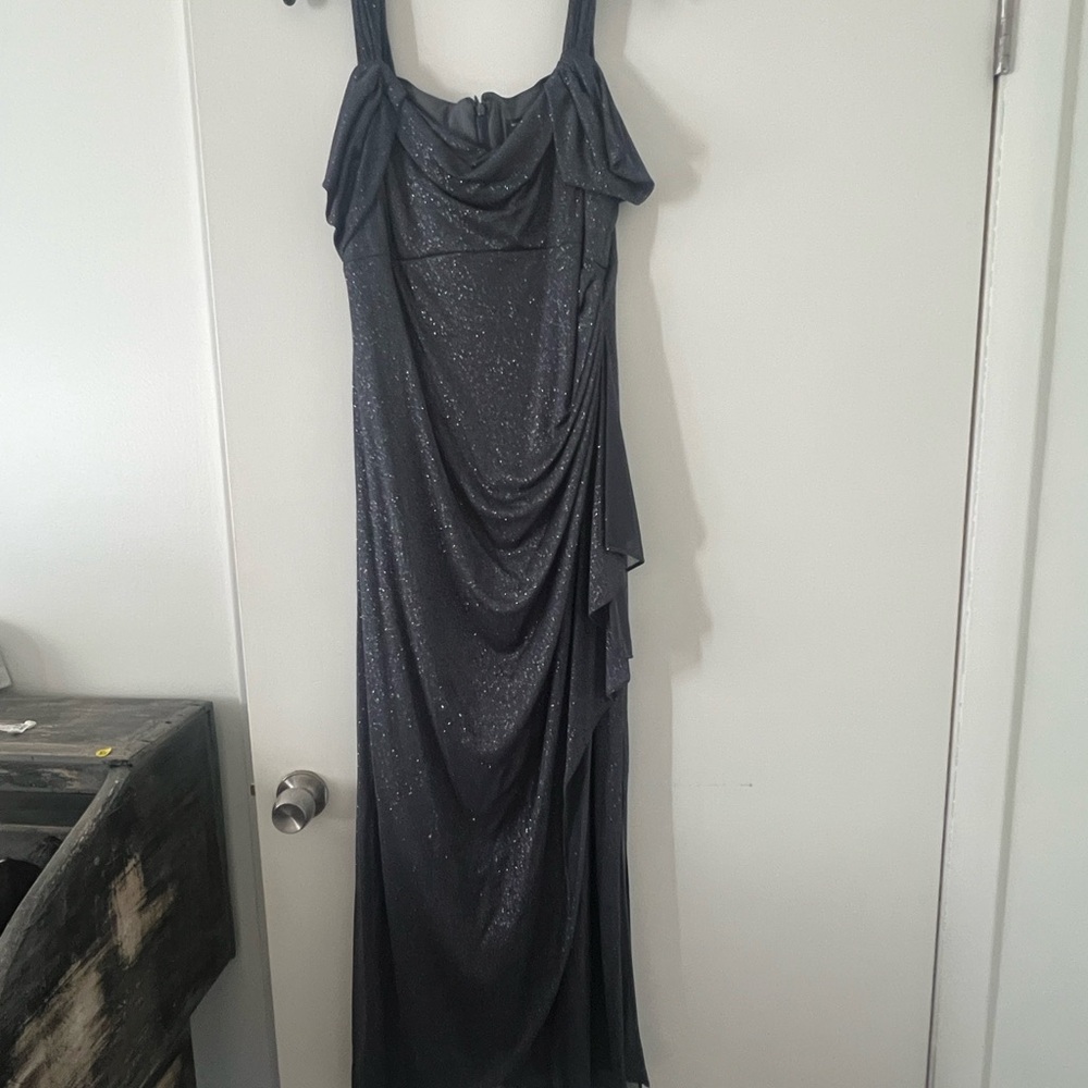 Alex Evenings Charcoal Asymmetrical Dress